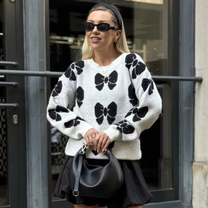 Damen Strickpullover mit floralem Muster und weichem Material Drune