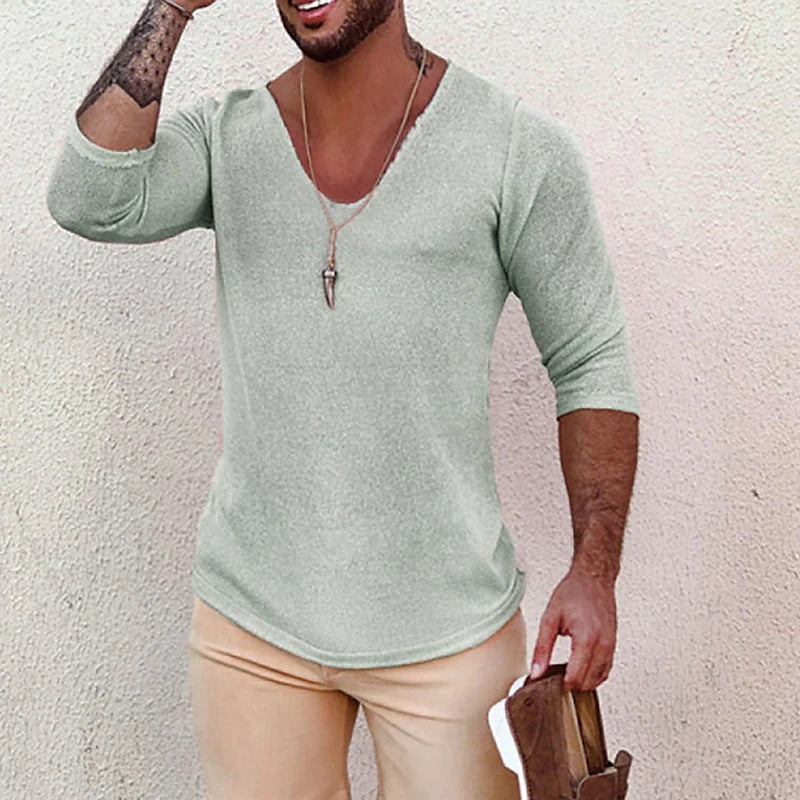 Herren V-Ausschnitt Shirt mit innovativem Strukturdesign Drune