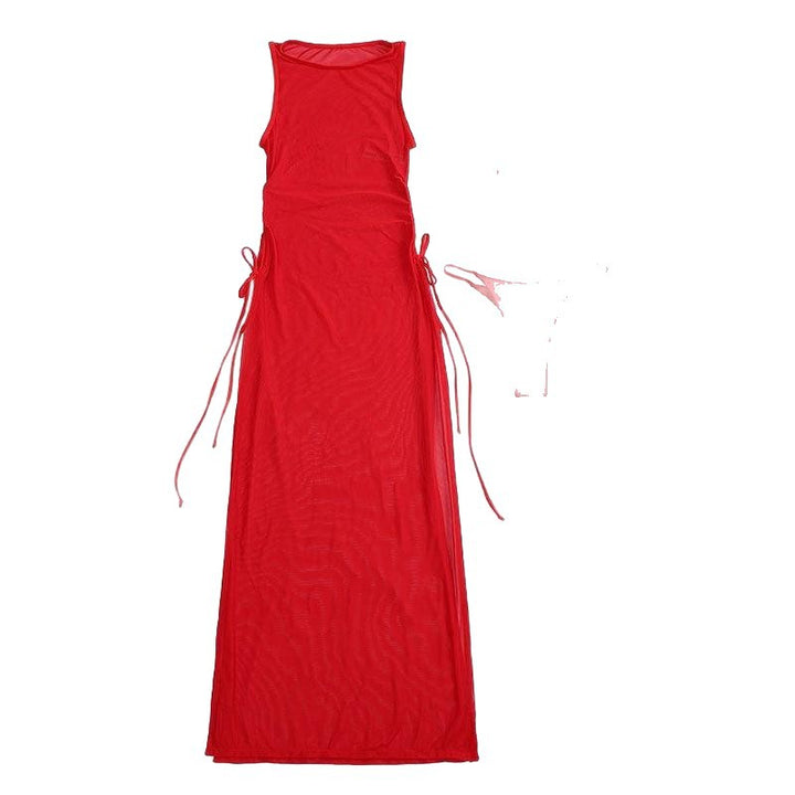 Damen Sportliches Maxikleid mit verstellbaren Seitenschnüren Drune