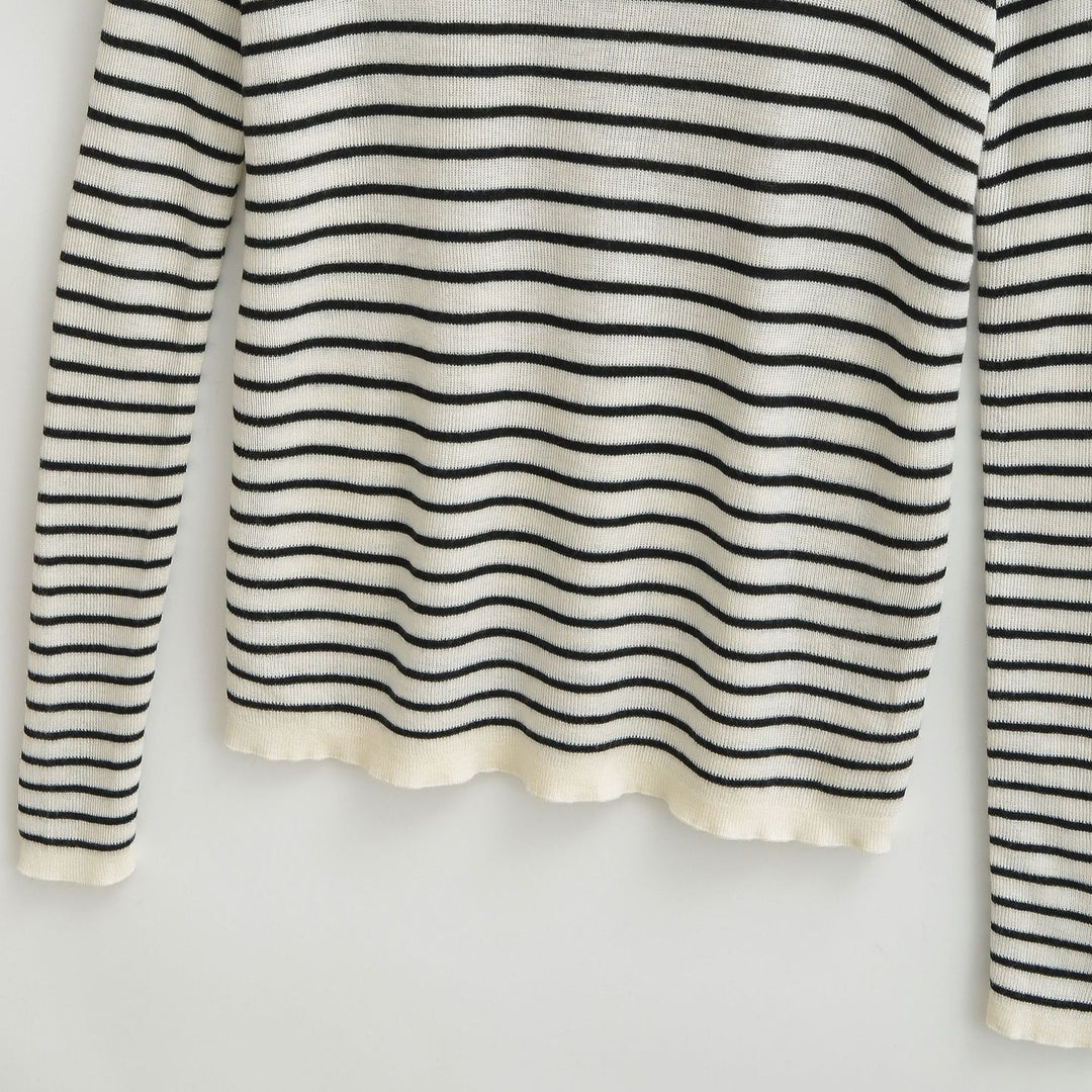 Damen gestreifter Langarmpullover mit Rundhalsausschnitt Drune