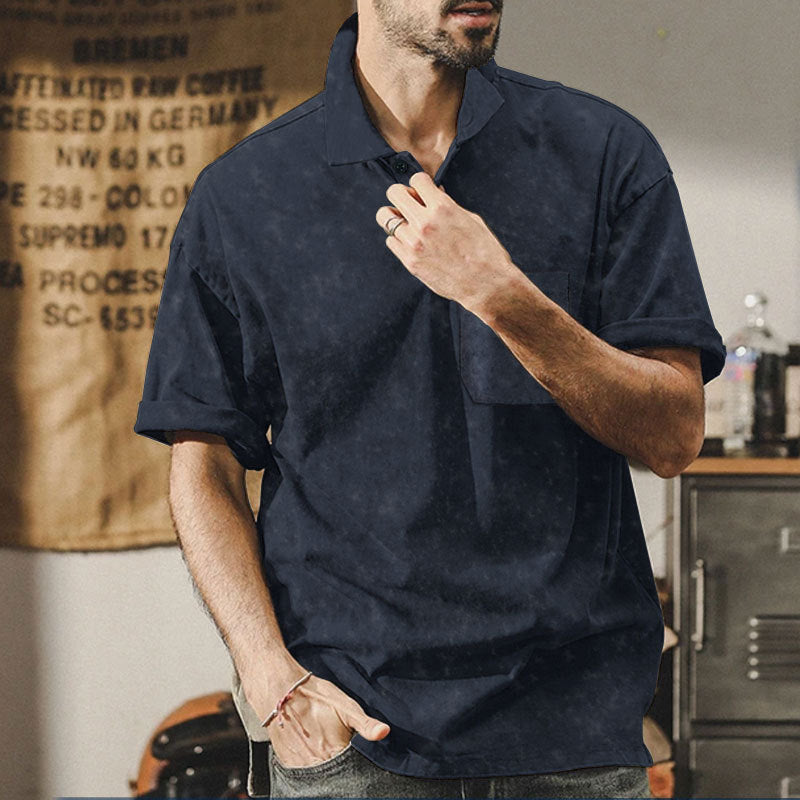 Herren lässiges Kurzarmhemd mit praktischer Brusttasche und softer Textur Drune