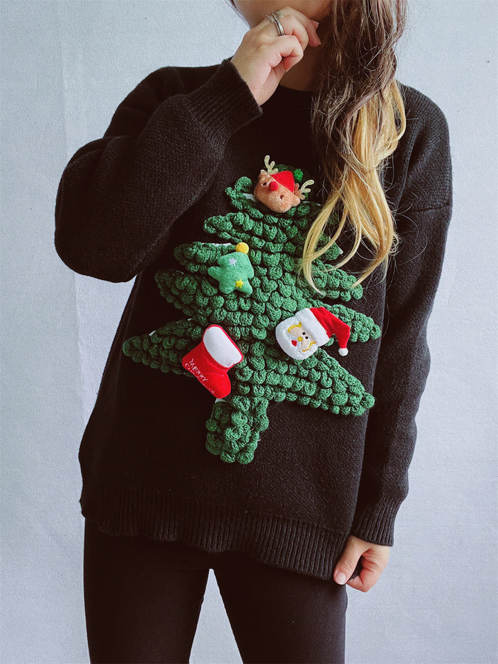 Damen Weihnachts-Pullover mit festlichem 3D-Motiv und weichem Strick Drune