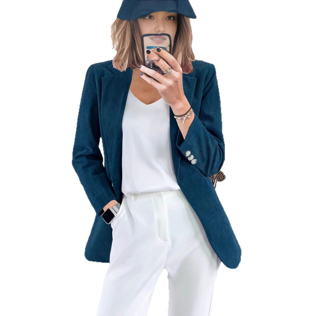 Damen Hochwertiger Cordblazer mit schmalem Schnitt und eleganten Details Drune