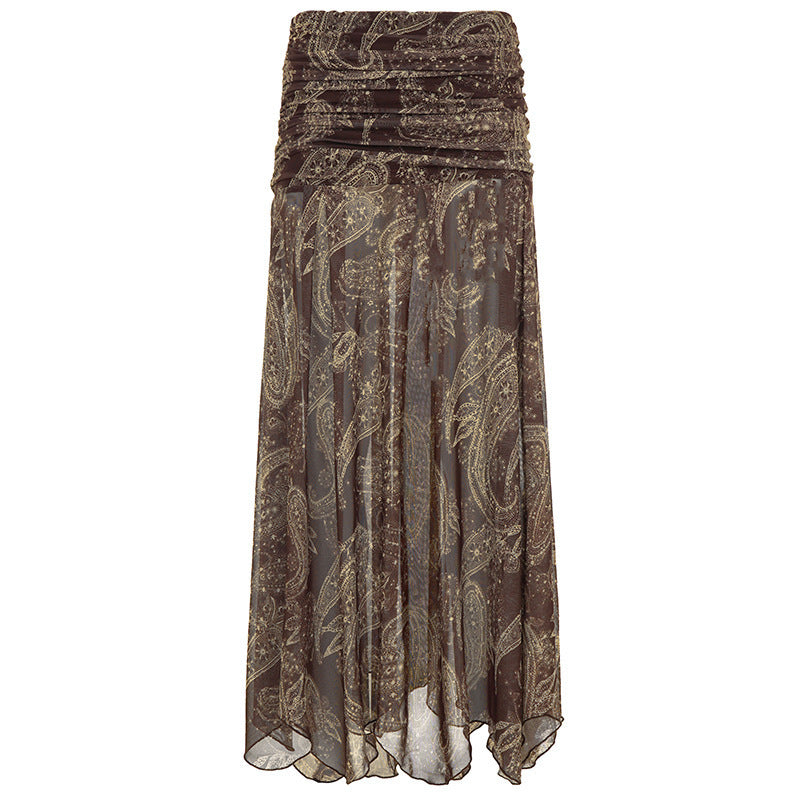 Damenrock mit asymmetrischem Saum und Paisleymuster Drune