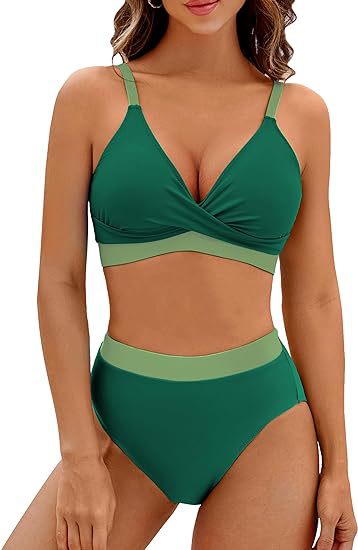 Damen Sportlicher hochtaillierter Bikini Drune