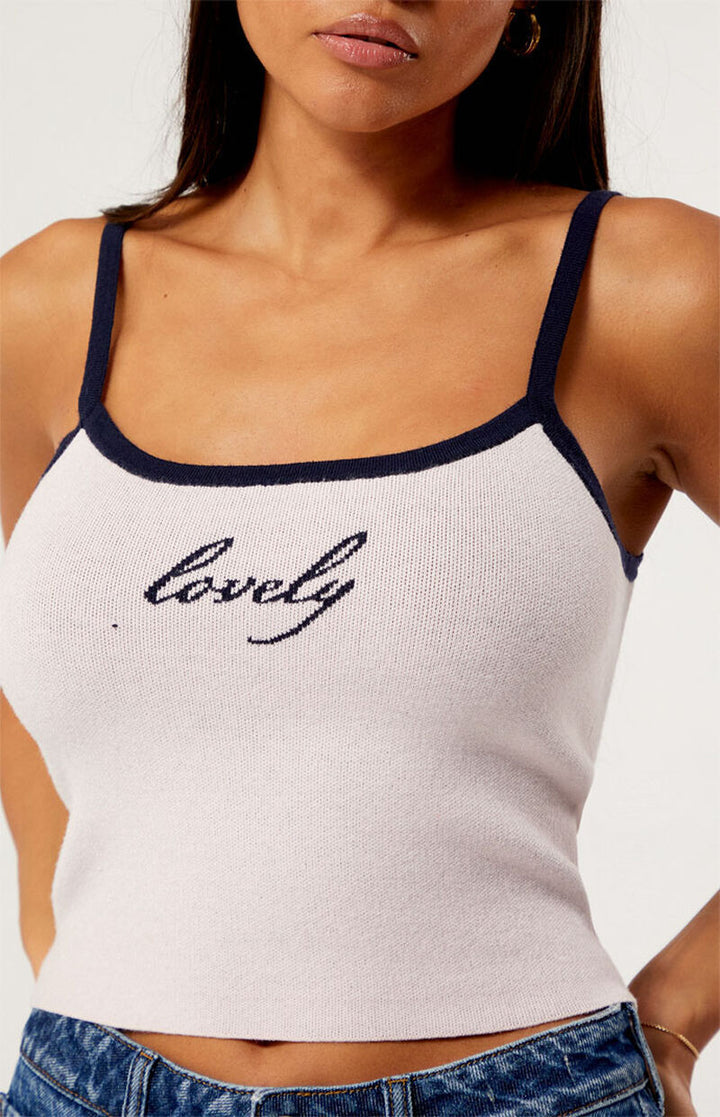 Damen Figurbetontes Crop-Top mit edlem Schriftzug Drune