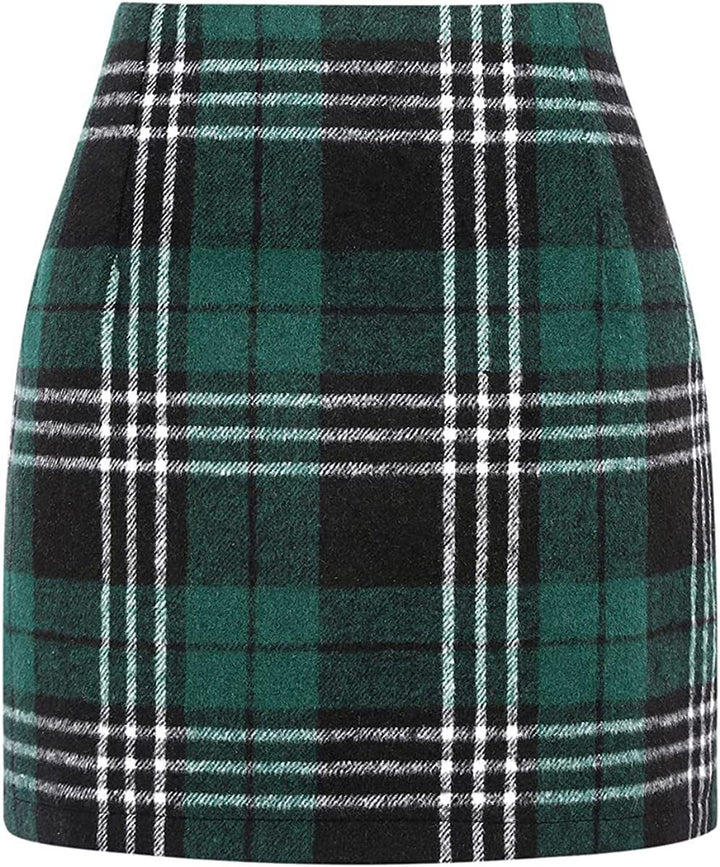 Damen Karierter Minirock mit hohem Bund und seitlichen Eingrifftaschen Drune