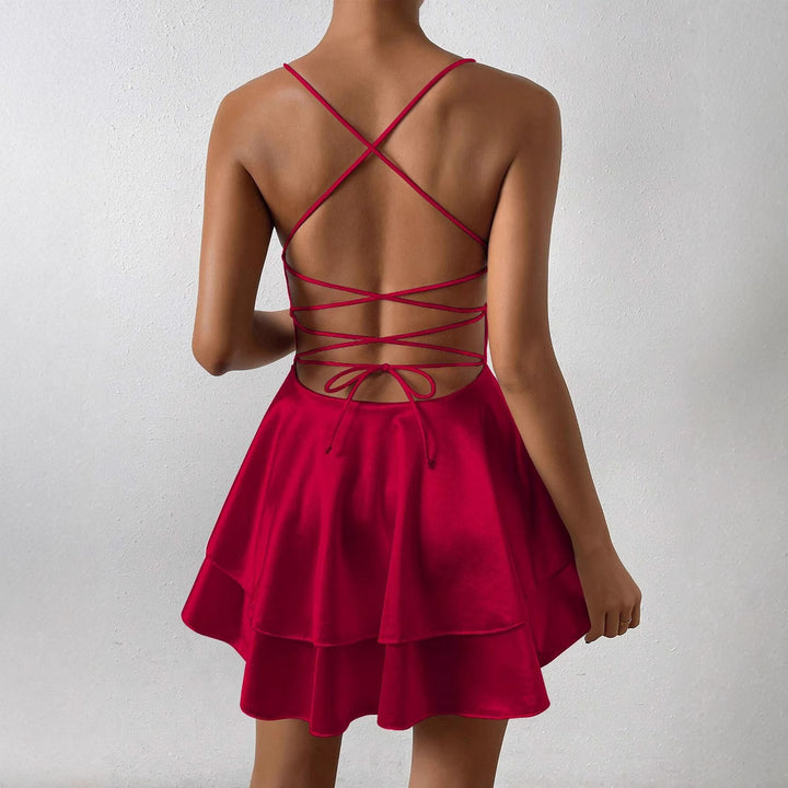 Damen Freizeitkleid mit zartem Trägerdesign und schwingendem Rock Drune