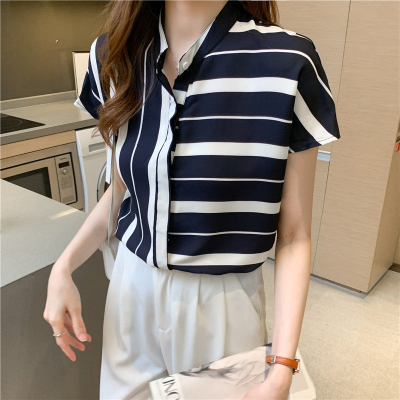 Damen Bluse mit elegantem Streifenmuster und lässigem Schnitt Drune
