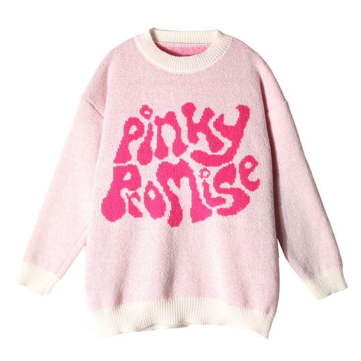 Damen Grobstrickpullover mit auffälligem Schriftzug und lässigem Schnitt Drune