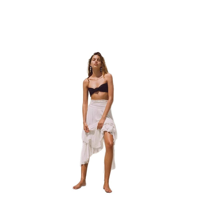 Damen fließendes Sommerkleid mit voluminösen Rüschen Drune