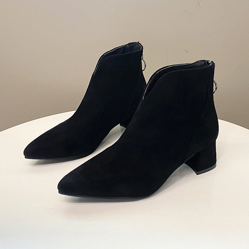 Damen nan spitze Ankleboots mit rückseitigem Zipperring und komfort-Blockabsatz Drune