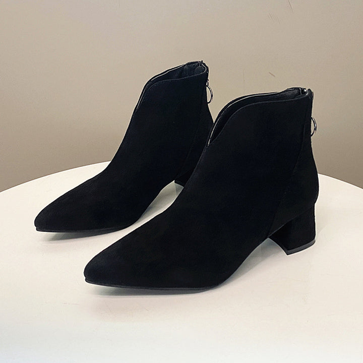 Damen nan spitze Ankleboots mit rückseitigem Zipperring und komfort-Blockabsatz Drune