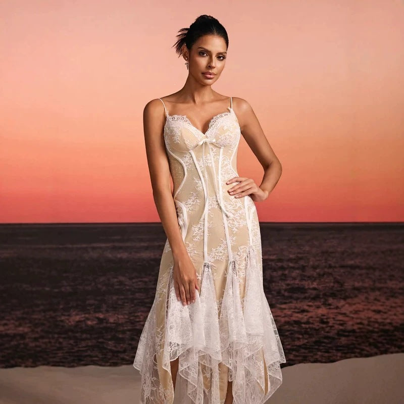 Damen Spitzen-Corsage mit verführerischen Details Drune