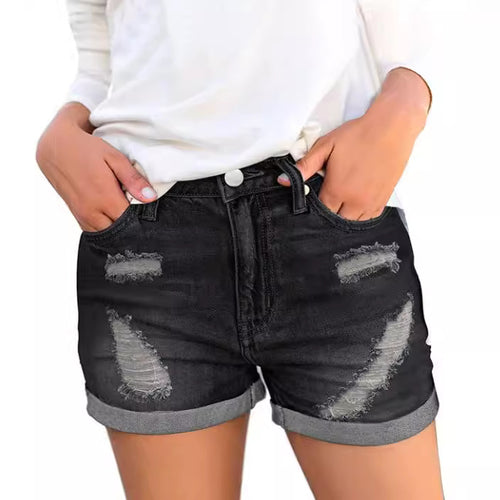 Damen Jeansshorts mit modischen Rissdetails und lässigem Schnitt Drune