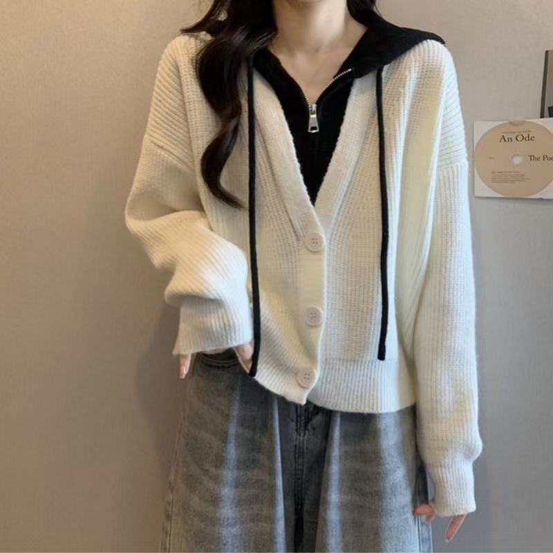 Damen modische Wickeljacke mit Kapuze Drune