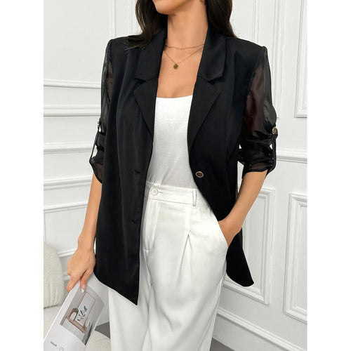 Damen Eleganter Blazer mit transparenten Ärmeln Drune