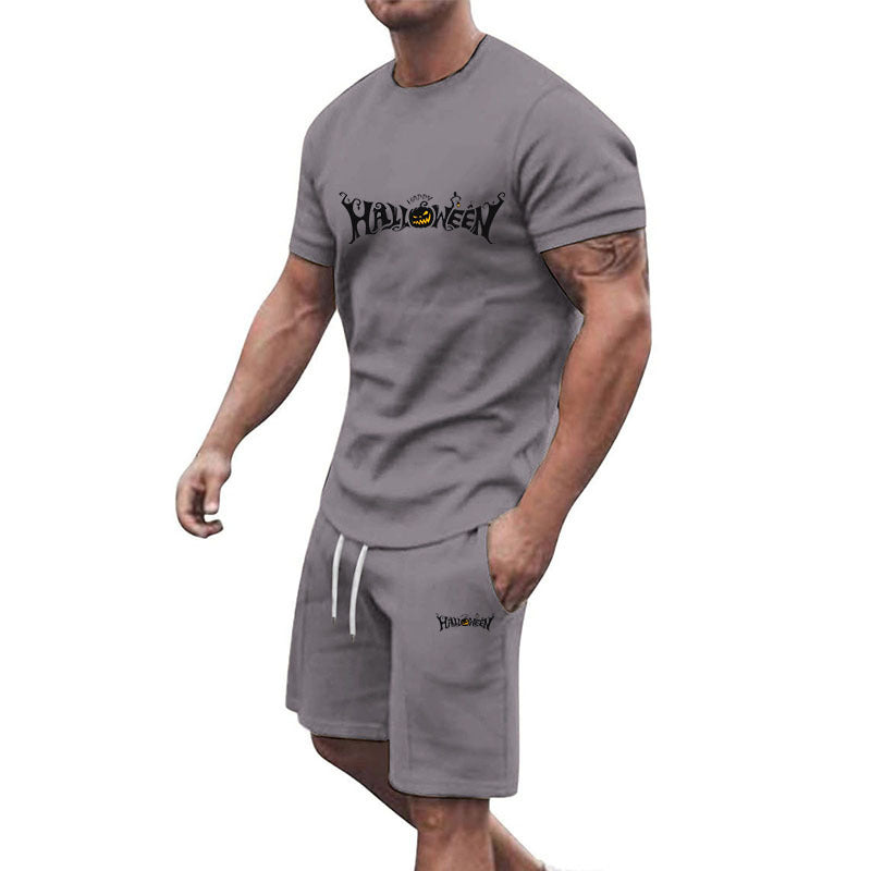 Herren lässiges Halloween-Set mit T-Shirt und Shorts Drune
