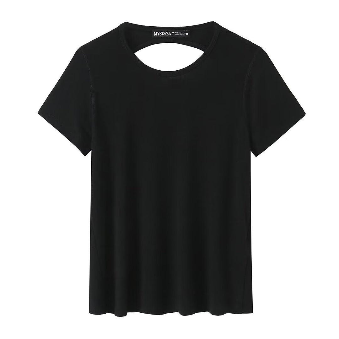 Damen Sportliches T-Shirt mit modischem Rückenausschnitt Drune