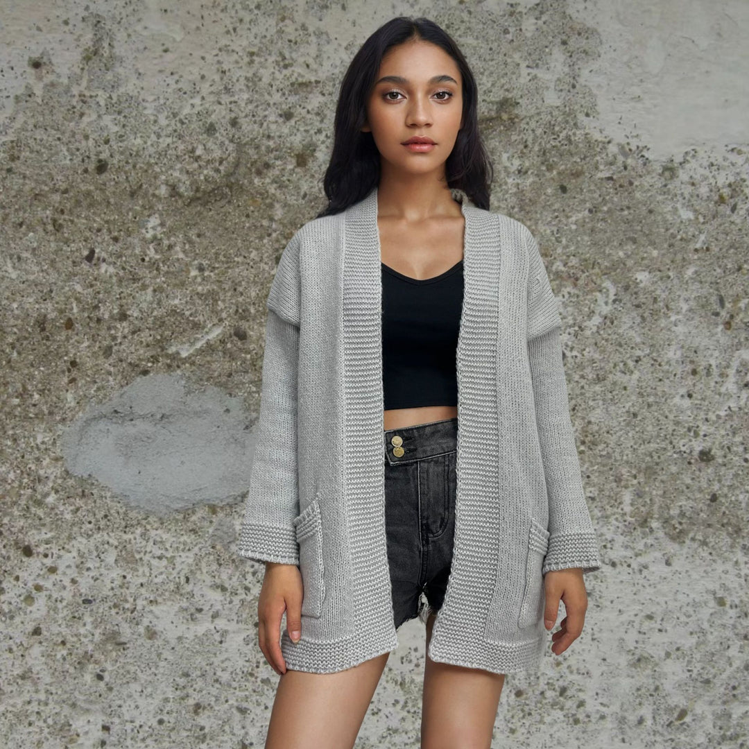 Damen Strickjacke mit großen Taschen und lässigem Schnitt Drune
