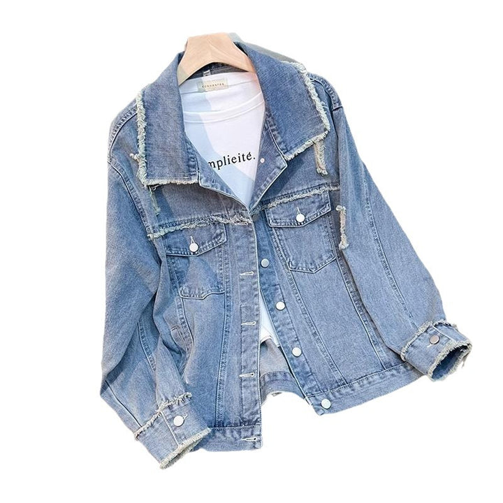 Damen modische Denimjacke mit fransigen Details Drune
