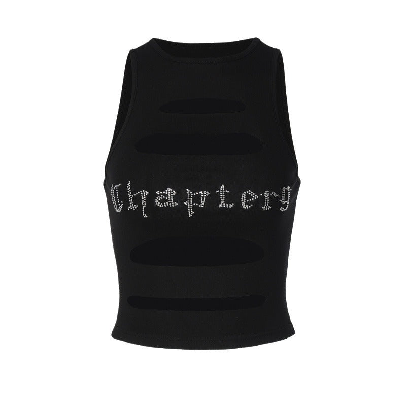 Damen Schulterfreies Cut-Out Top mit Glitzer-Print Drune