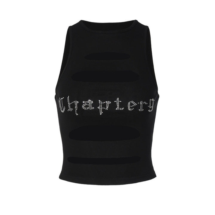 Damen Schulterfreies Cut-Out Top mit Glitzer-Print Drune