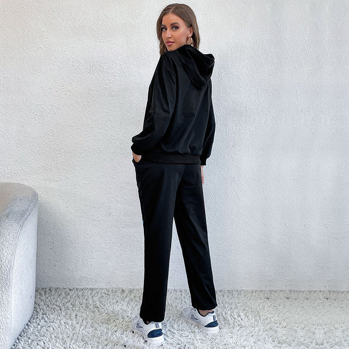 Damen Sportliche Hoodiekombination mit buntem Schmetterlings-Design und lässigen Details Drune