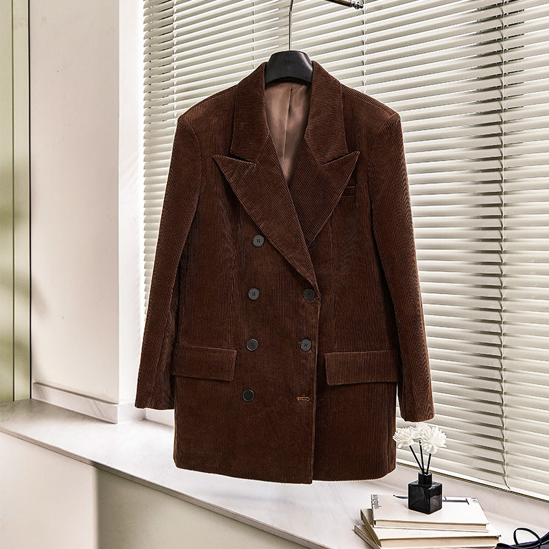 Damen eleganter Cordblazer mit doppelter Knopfreihe und klassischem Schnitt Drune