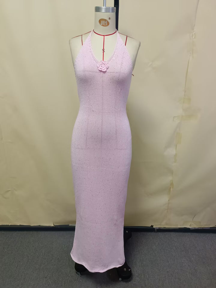 Damen figurbetontes Maxikleid mit raffiniertem Rückenausschnitt Drune