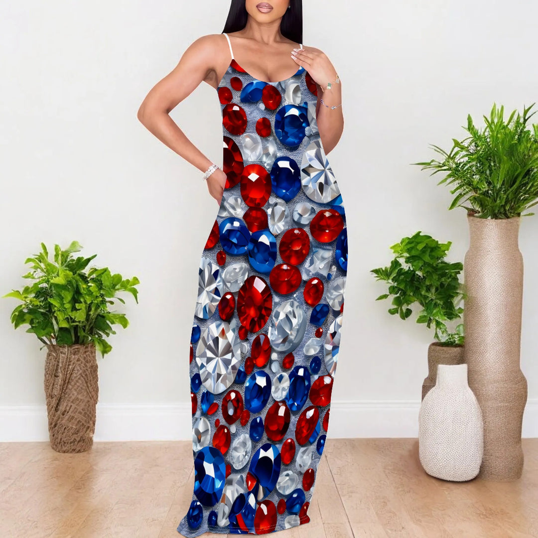 Damen Maxikleid mit künstlerischem Halloween-Motiv und umwerfendem Rosenprint Drune
