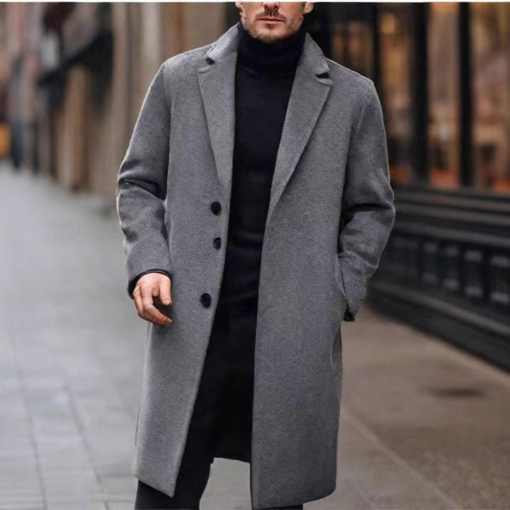 Herren nan eleganter Wollmixmantel mit Reverskragen und geradem Schnitt Drune