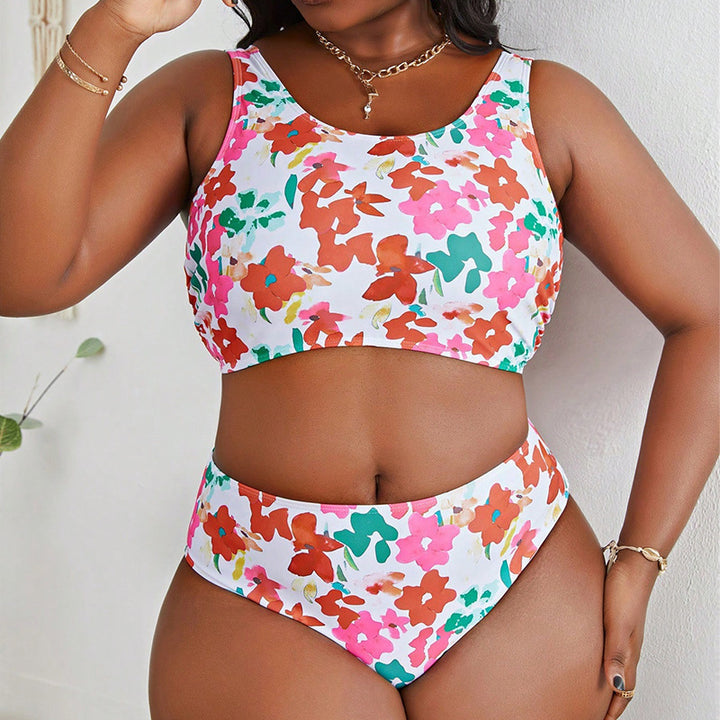 Damen Bikini-Set mit modischem Crop-Top und hochgeschnittenem Unterteil Drune