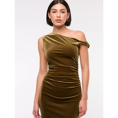 Damen figurbetontes Wickelkleid mit schulterfreiem Design und raffinierten Rüschen Drune