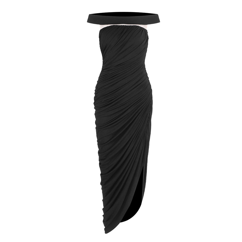 Damen Elegantes Cleopatra-Kleid mit tiefem Ausschnitt und drapiertem Rock Drune