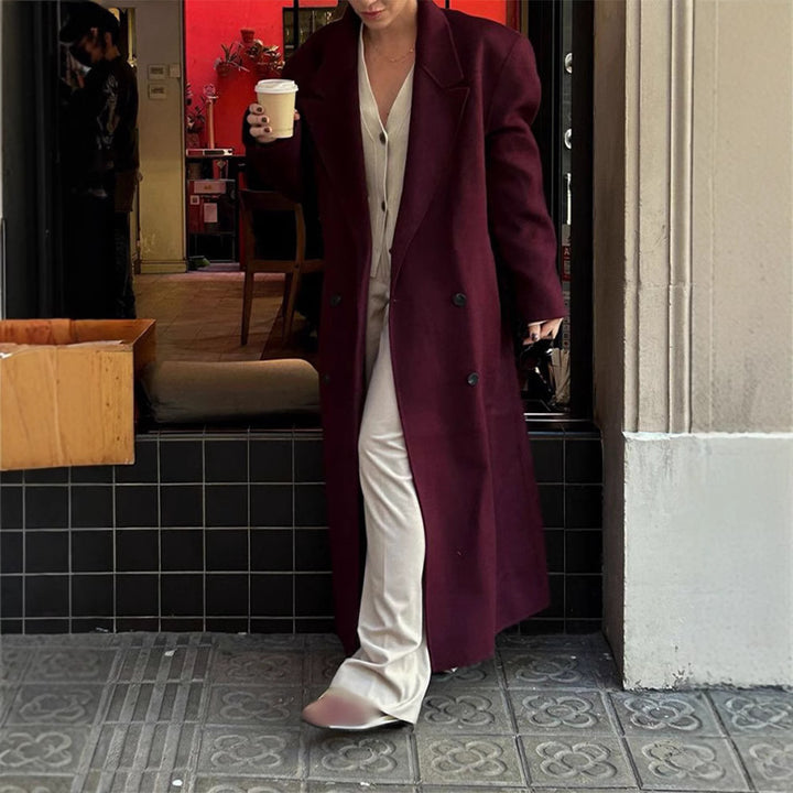 Damen Eleganter Oversize-Wollmantel mit Doppelknebelverschluss Drune