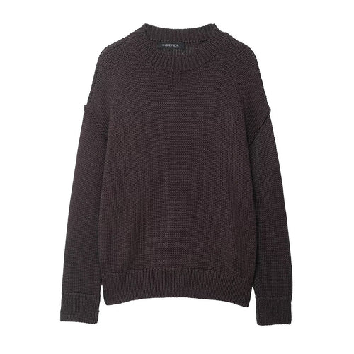 Damen bequemer Strickpullover mit Rundhalsausschnitt und lässigem Schnitt Drune