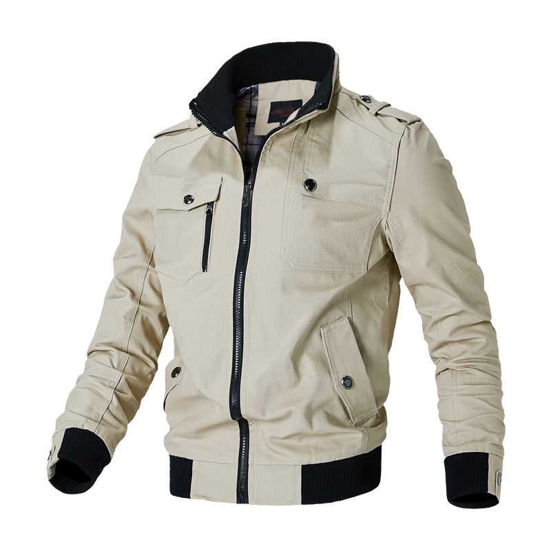 Herren nan taillierte Utility-Bomberjacke mit Schulterklappen, verdecktem Reißverschluss und gesteppter Innenfütterung Drune