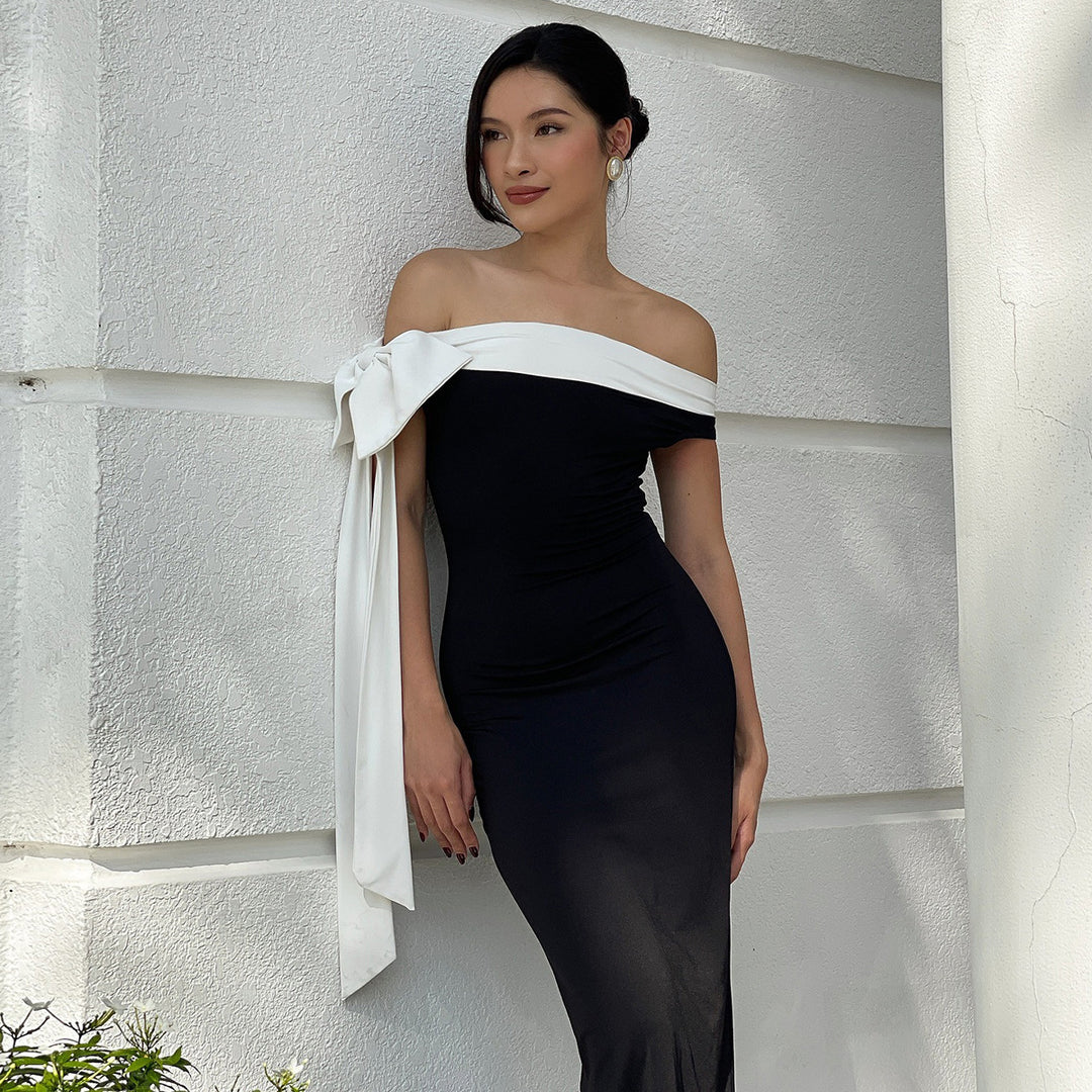 Damen Elegantes Maxikleid mit Off-Shoulder Design und schmalem Schnitt Drune