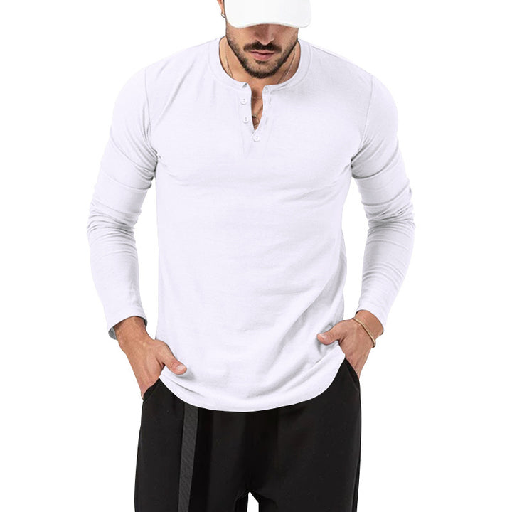 Herren Langarm-Henley-Shirt mit hochwertiger Baumwollmischung und modischen Knopfdetails Drune