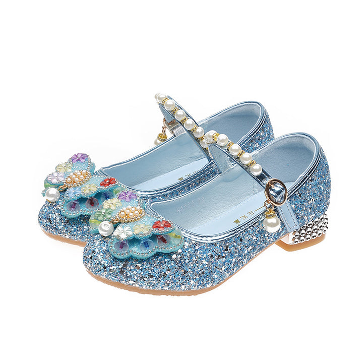 Mädchen Glitzernde Ballerinas mit Blumenapplikationen Drune