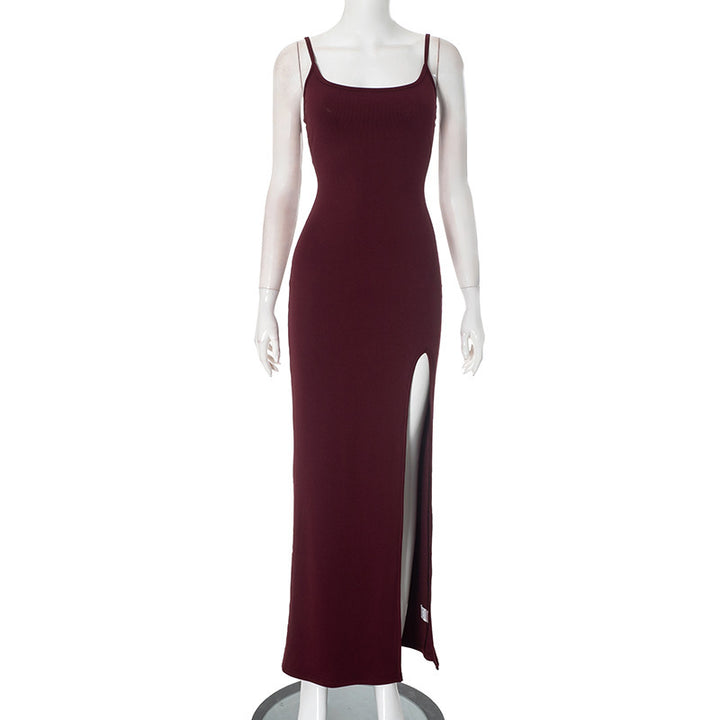Damen Figurbetontes Maxikleid mit hohem Schlitz Drune