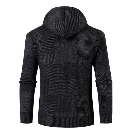 Herren Strickjacke mit gefütterter Kapuze und modernem Waffelmuster Drune