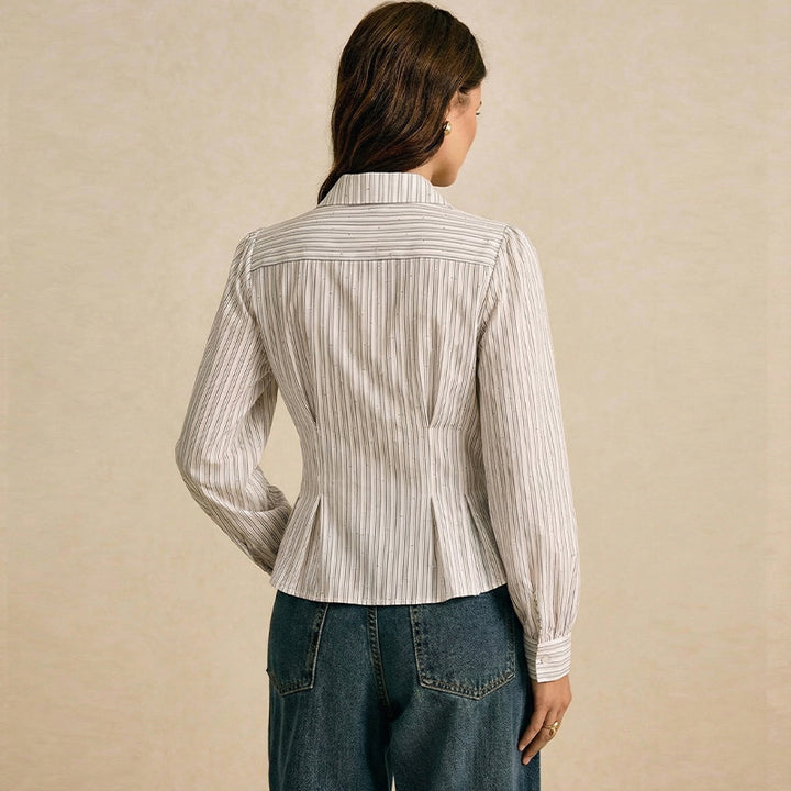Damen taillierte Bluse mit vertikalem Streifenmuster Drune