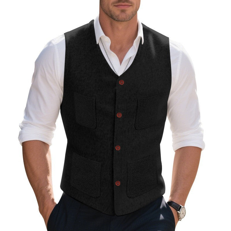 Herren Weste mit funktionalen Taschen und eleganten Knopfdetails Drune