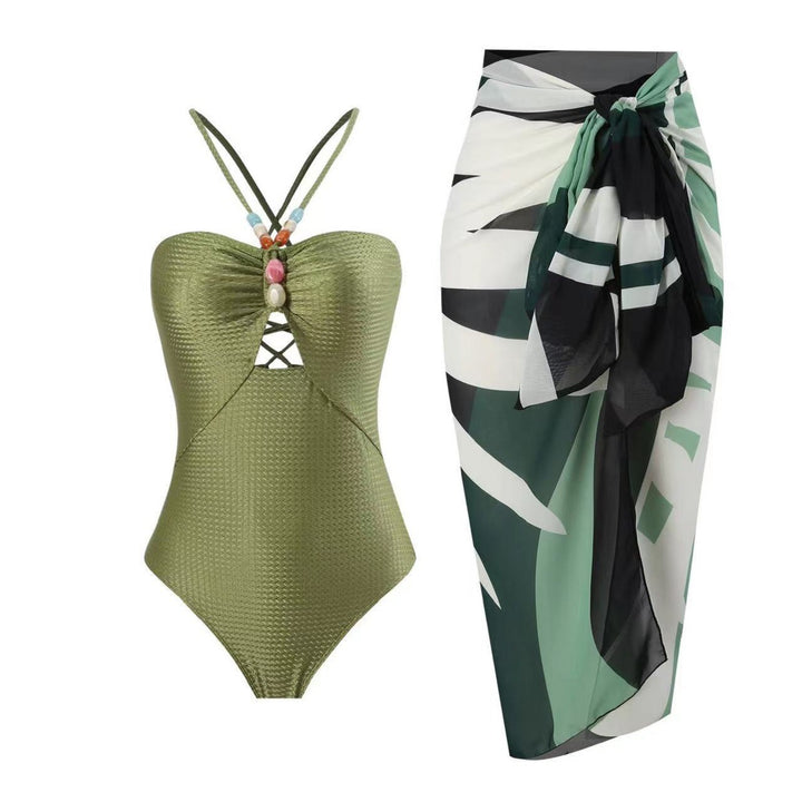 Damen Badeanzug mit trendigem Cut-Out und elegantem Wickelrock Drune