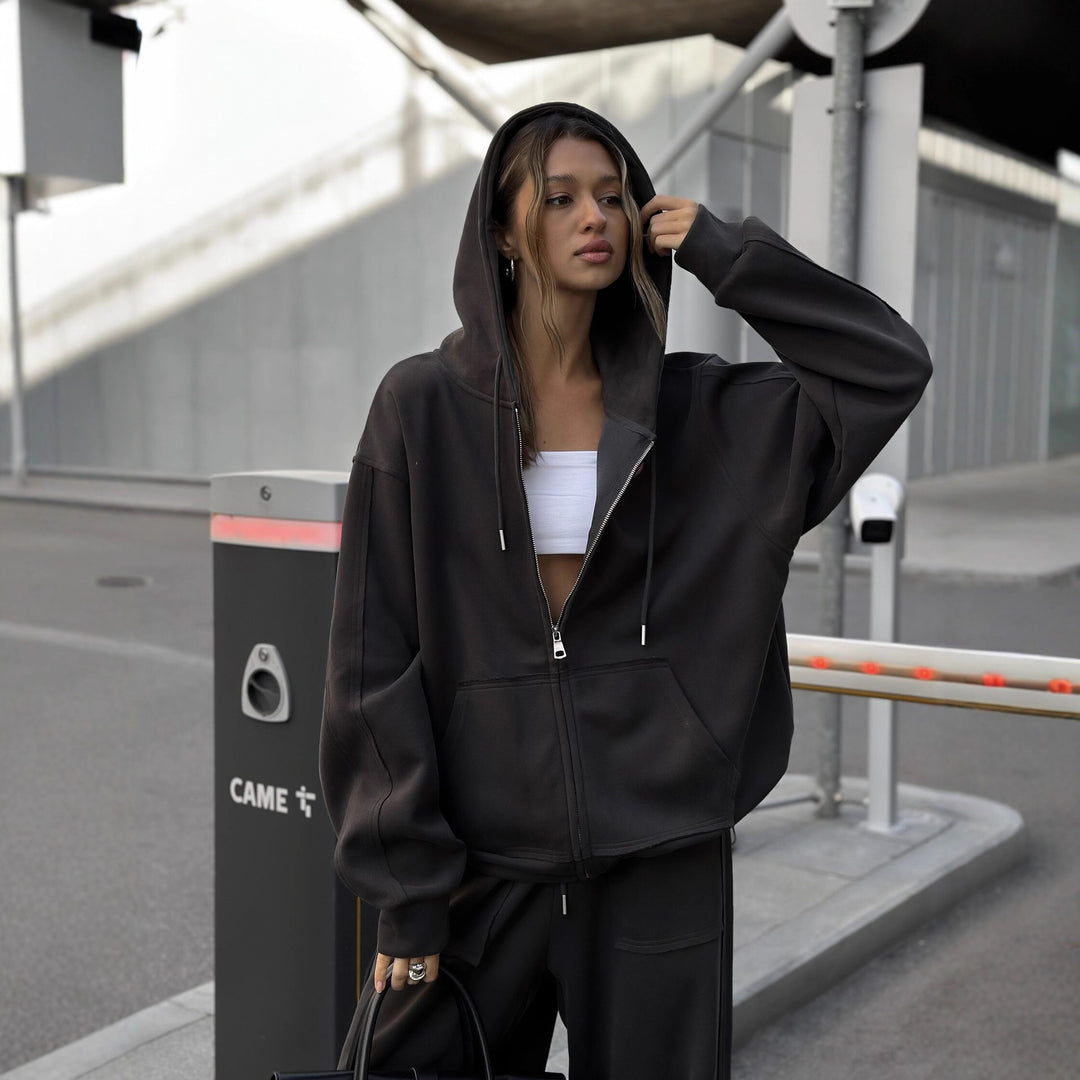 Damen Gemütlicher Oversized Loungewear-Anzug mit Kapuze Drune