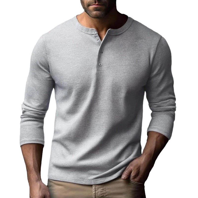 Herren Langarm-Henley-Shirt aus atmungsaktivem Baumwollmix Drune