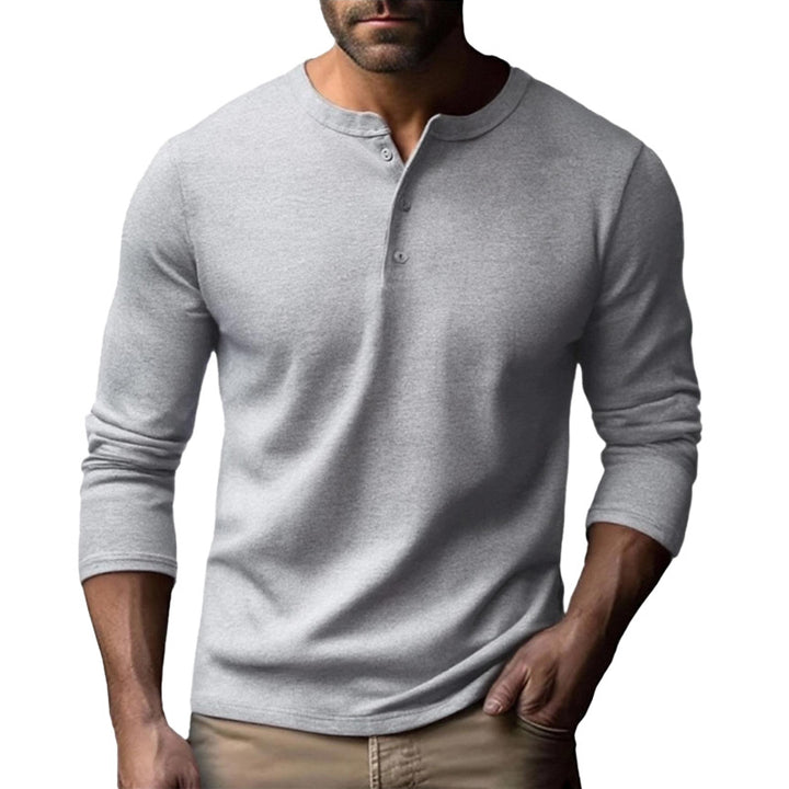Herren Langarm-Henley-Shirt aus atmungsaktivem Baumwollmix Drune