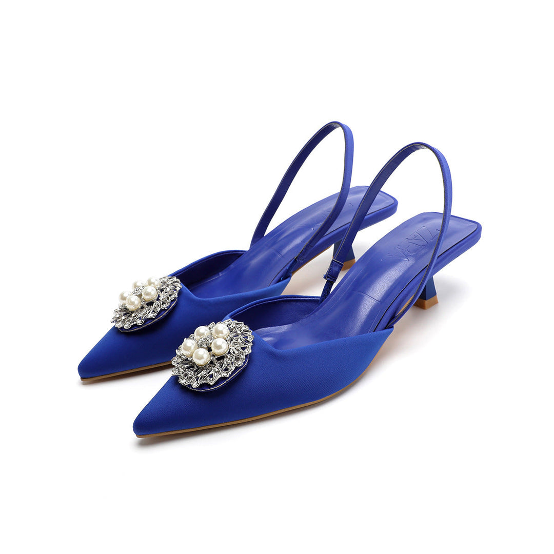Damen Sling-Pumps mit elegantem Perlenschmuck und bequemer Laufsohle Drune